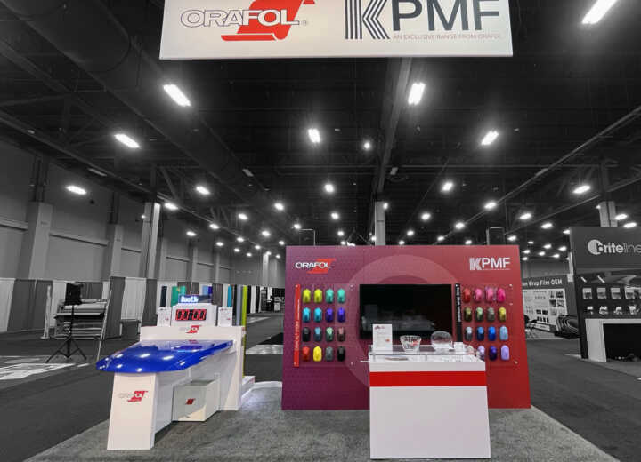Custom island booth for ORAFOL KPMF at ISA 2025