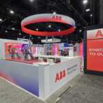 Custom exhibit island trade show booth for ABB at IEEE 2026