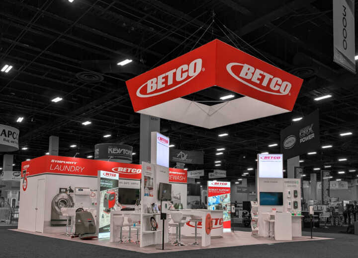 Island trade show booth custom exhibit for Betco at ISSA 2025