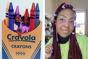 Alison Baskerville as a young person and as an adult