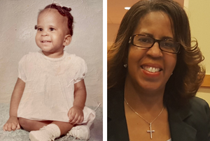 Cheryl Grayson as a young person and as an adult