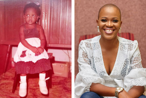 Fatima Oladosu as a young person and as an adult