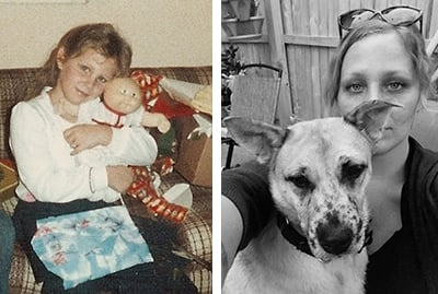 Lisa Fritsch as a young person and as an adult
