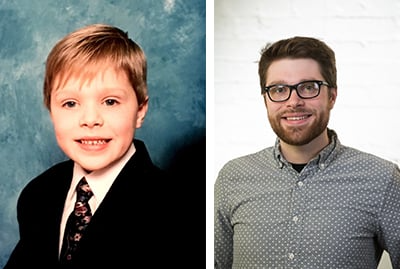 Michael Brush as a young person and as an adult