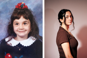 Mikela Thrasher as a young person and as an adult