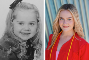 Tara Dougherty as a young person and as an adult