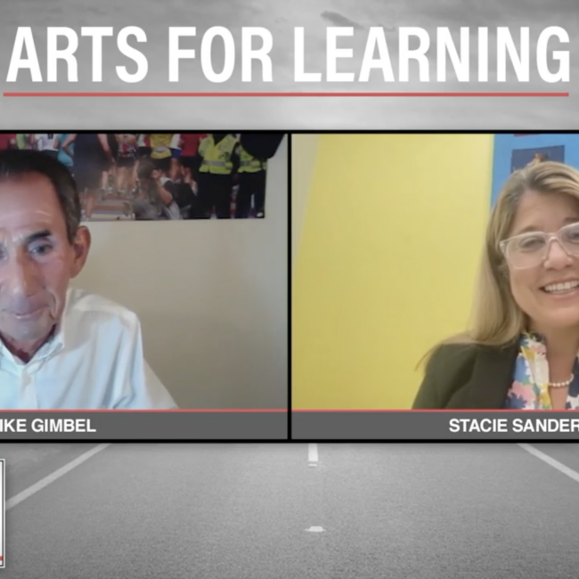 Screenshot of Mike Gimbel and Stacie Sanders Evans speaking on Straight Talk about the Summer Arts for Learning Academy.