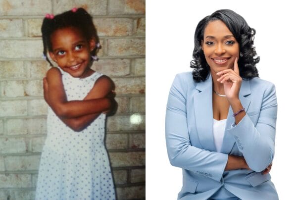 Sierra Morgan as a child and as an adult