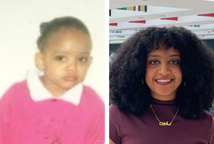 Rine Abdulkadir as a child and as an adult