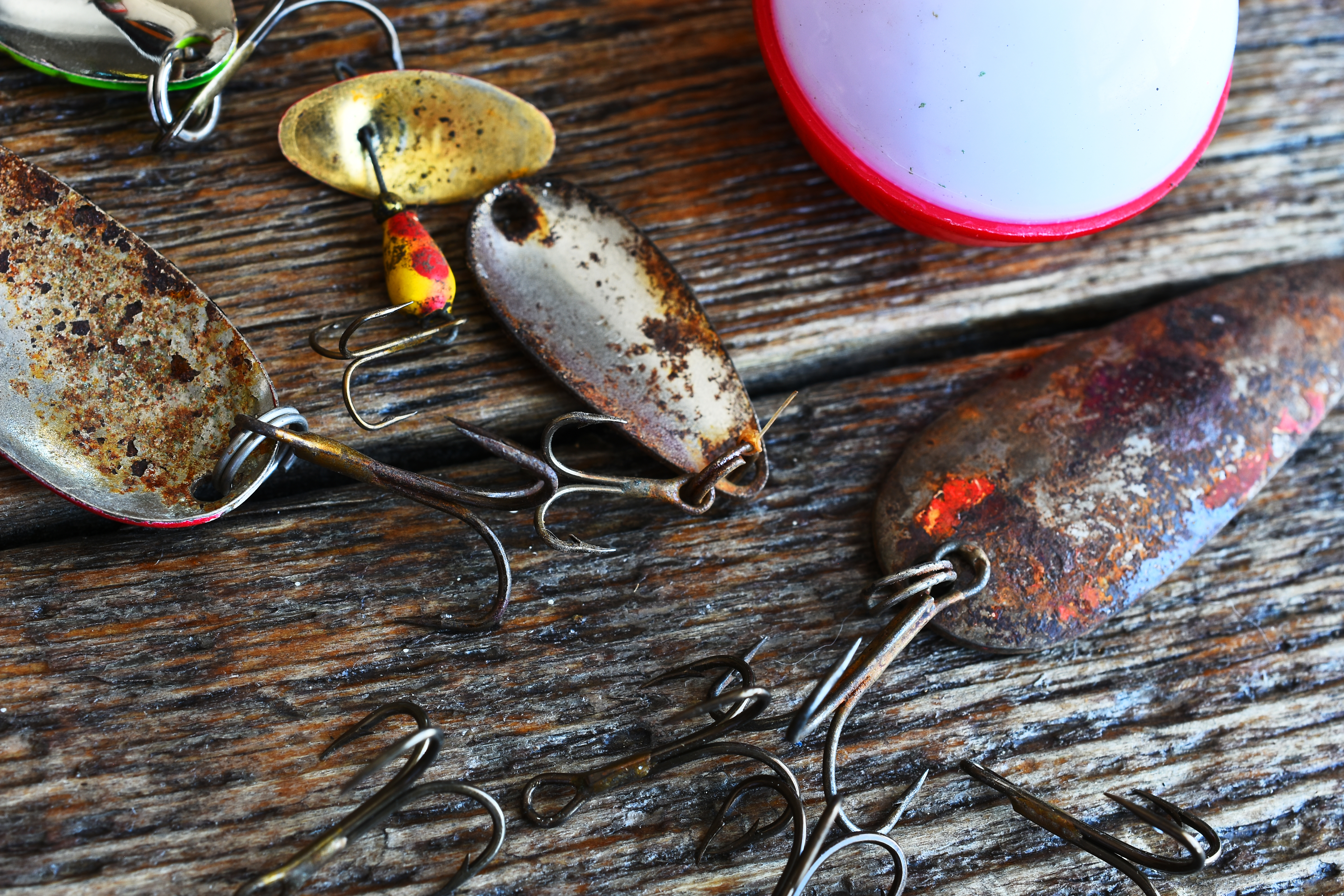 vintage tackle box with lures 