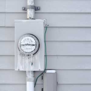 electrical meter with icicle on front