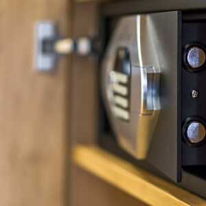 Household combination safe with door ajar