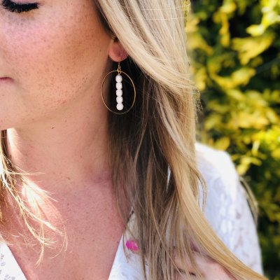 Snow Gold Drop Hoop Earrings