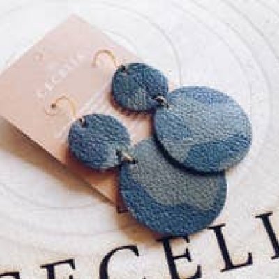 Double Leather Camo Earrings