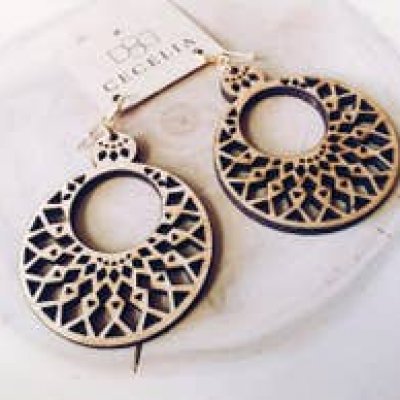 Tiered Wood Mandala Earrings