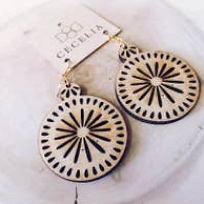 Tiered Wood Daisy Earrings