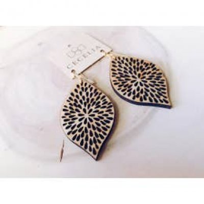Feathered Wood Earrings Pomegranate Earrings
