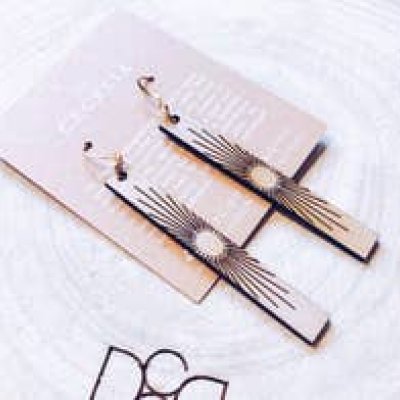 Rectangle Wood Sunline Earrings