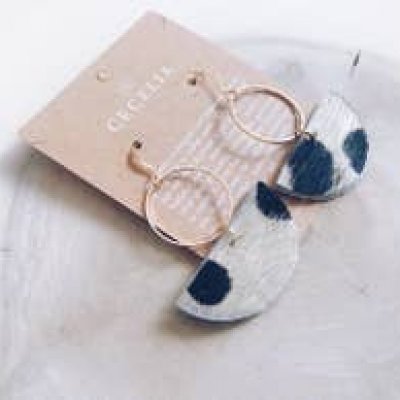 Geometric Leather Leopard Earrings