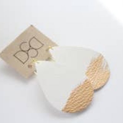 Painted Leather White Splash Earrings