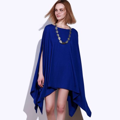 Batwing Sleeve Asymmetric Handkerchief Plus Size Tunic Top Sz. (S)