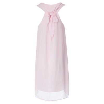 Bowknot Chiffon Shift Tank Dress (L) Pink