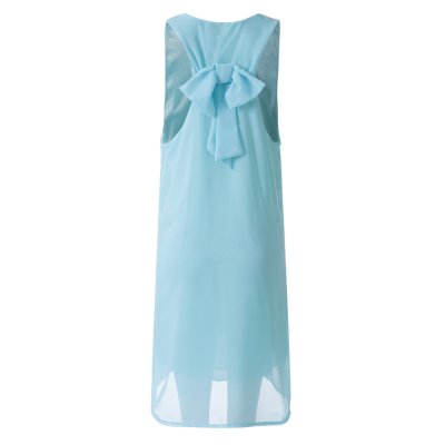 Bowknot Chiffon Shift Tank Dress Sz. (M), Color Azure