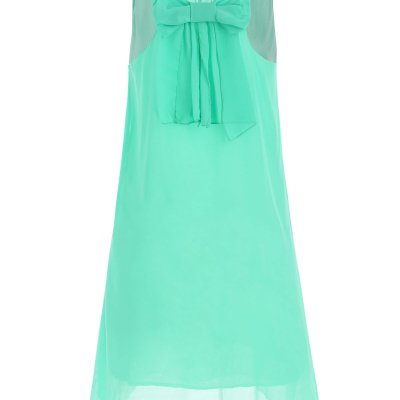Bowknot Chiffon Shift Tank Dress Sz. (L), Mint Green