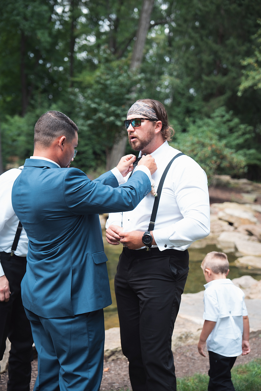 Wedding preparation at a real Yankee Lake Ballroom wedding