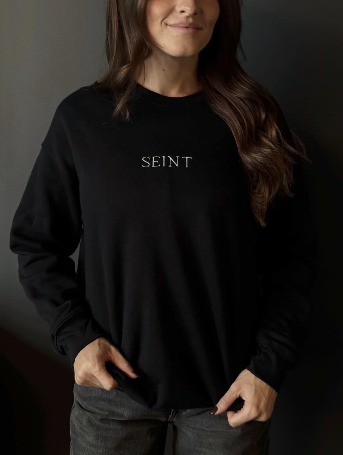 Drop Shoulder Sweatshirt - Black XS