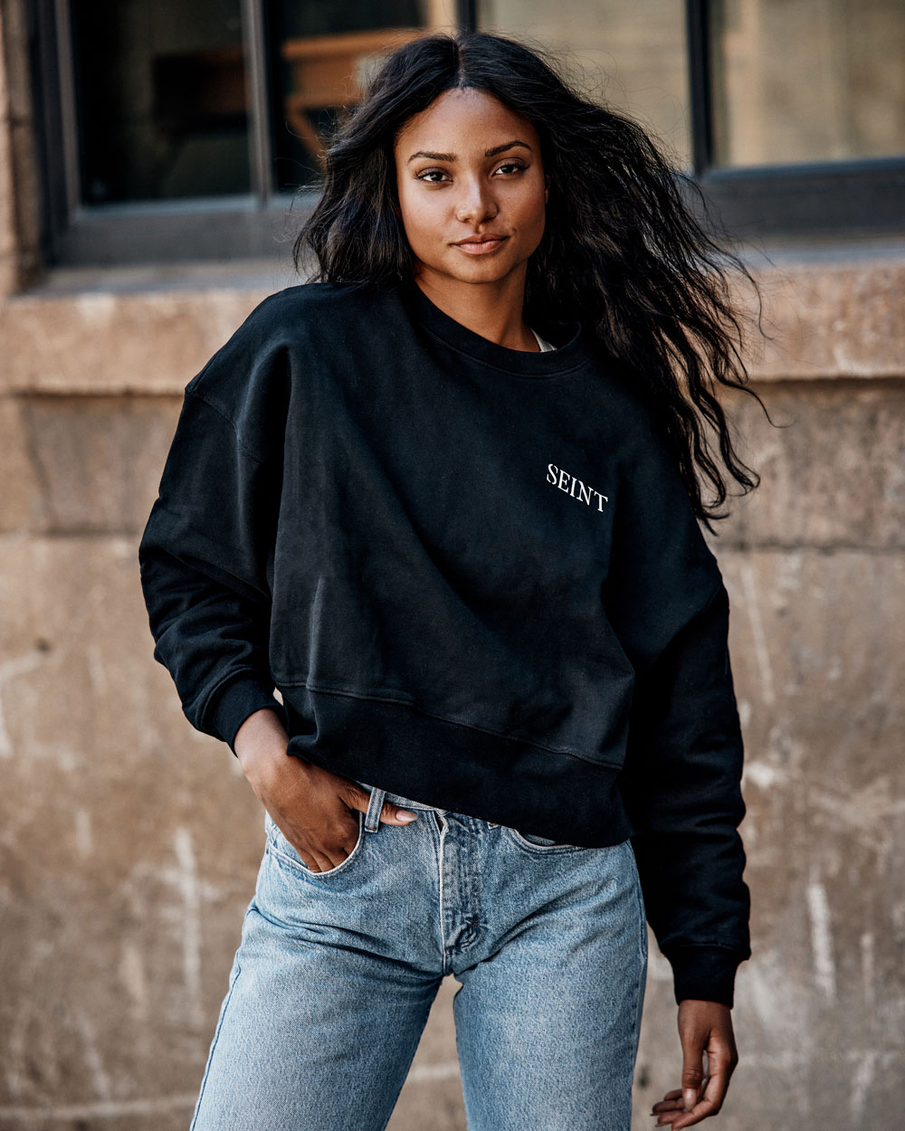 Crew Sweatshirt - Black - XS