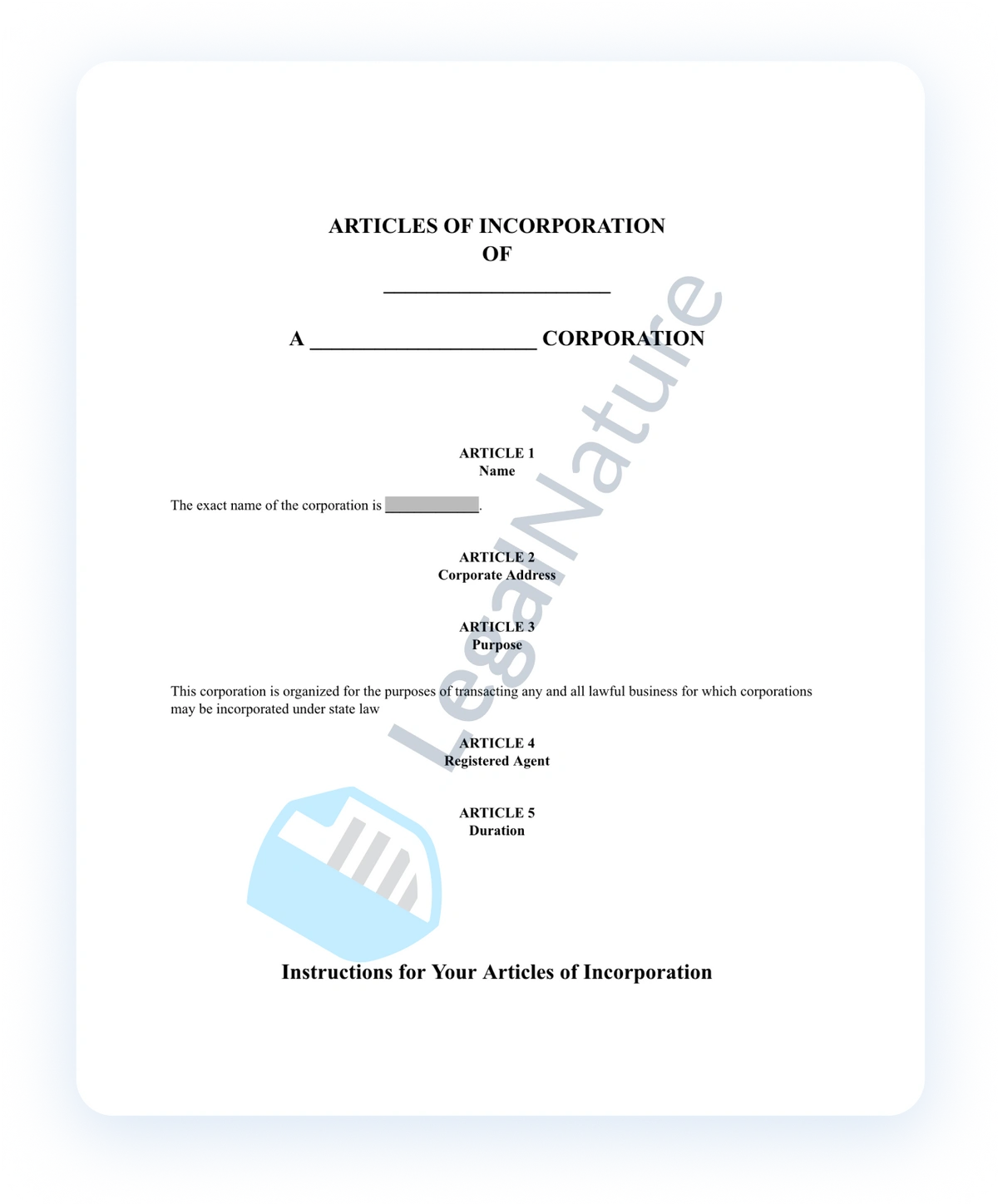 Articles of Incorporation document preview