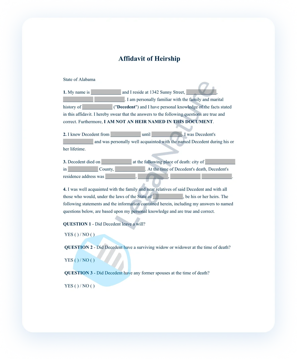Affidavit of Heirship document preview