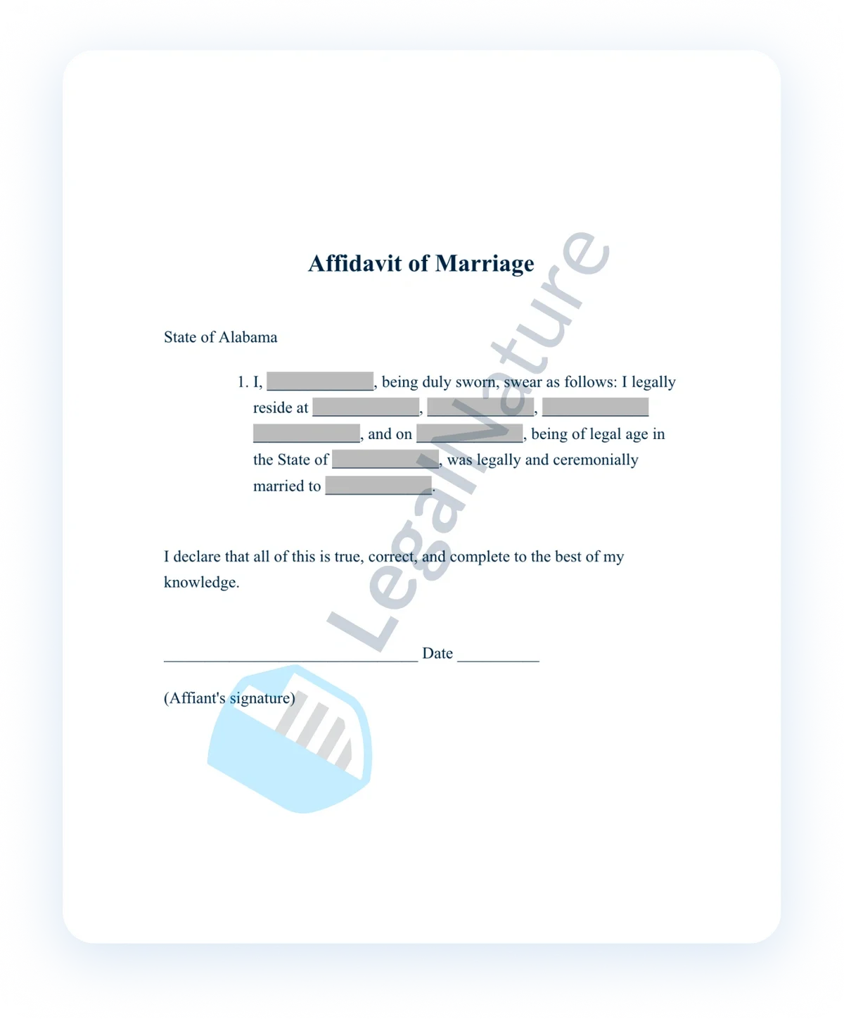 Affidavit of Marriage document preview