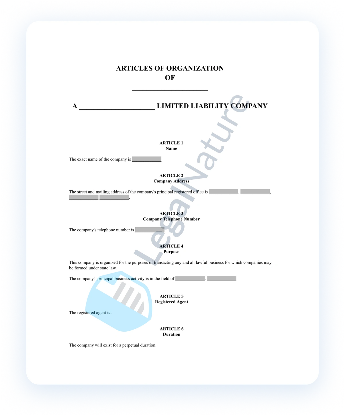 Articles of Amendment document preview