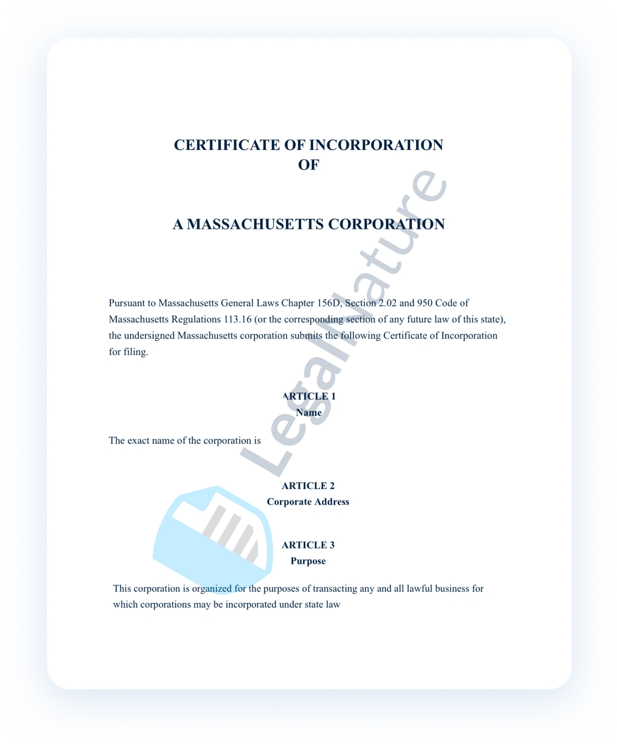 Certificate of Incorporation document preview