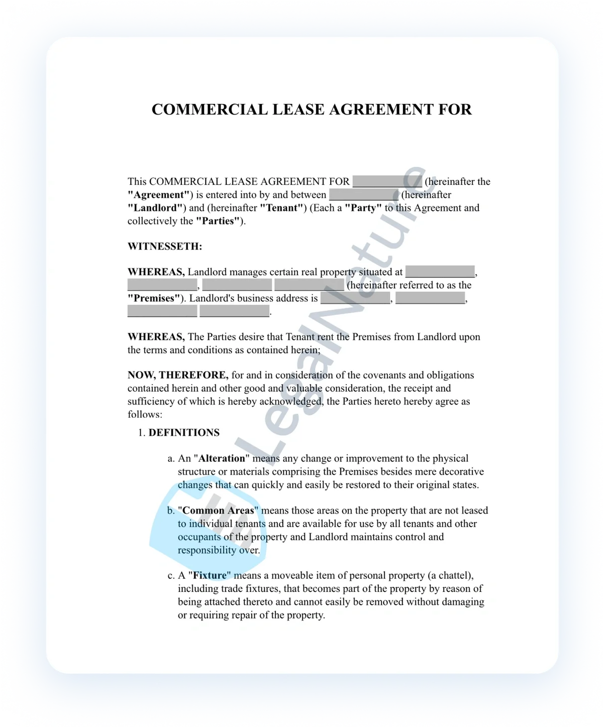 Commercial Lease Agreement document preview
