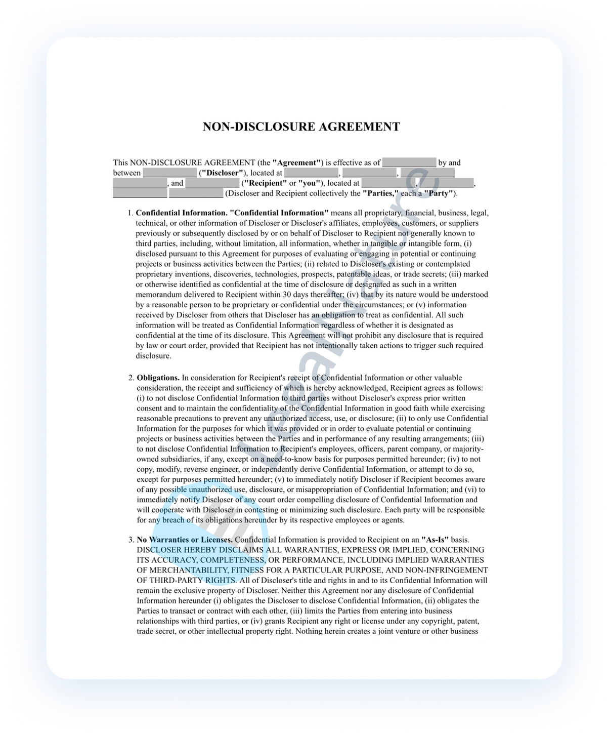 Employee NDA document preview