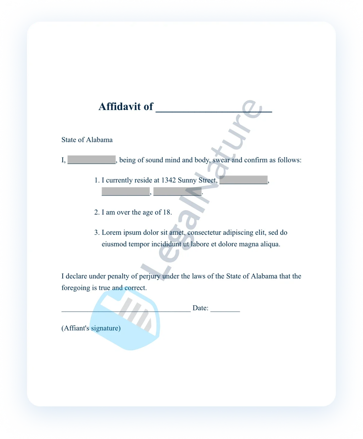 General Affidavit document preview