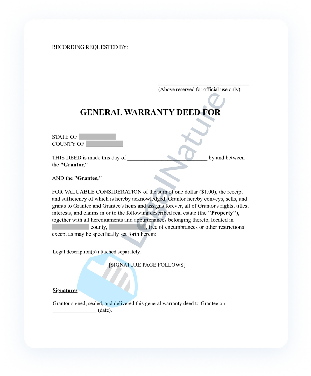 General Warranty Deed document preview