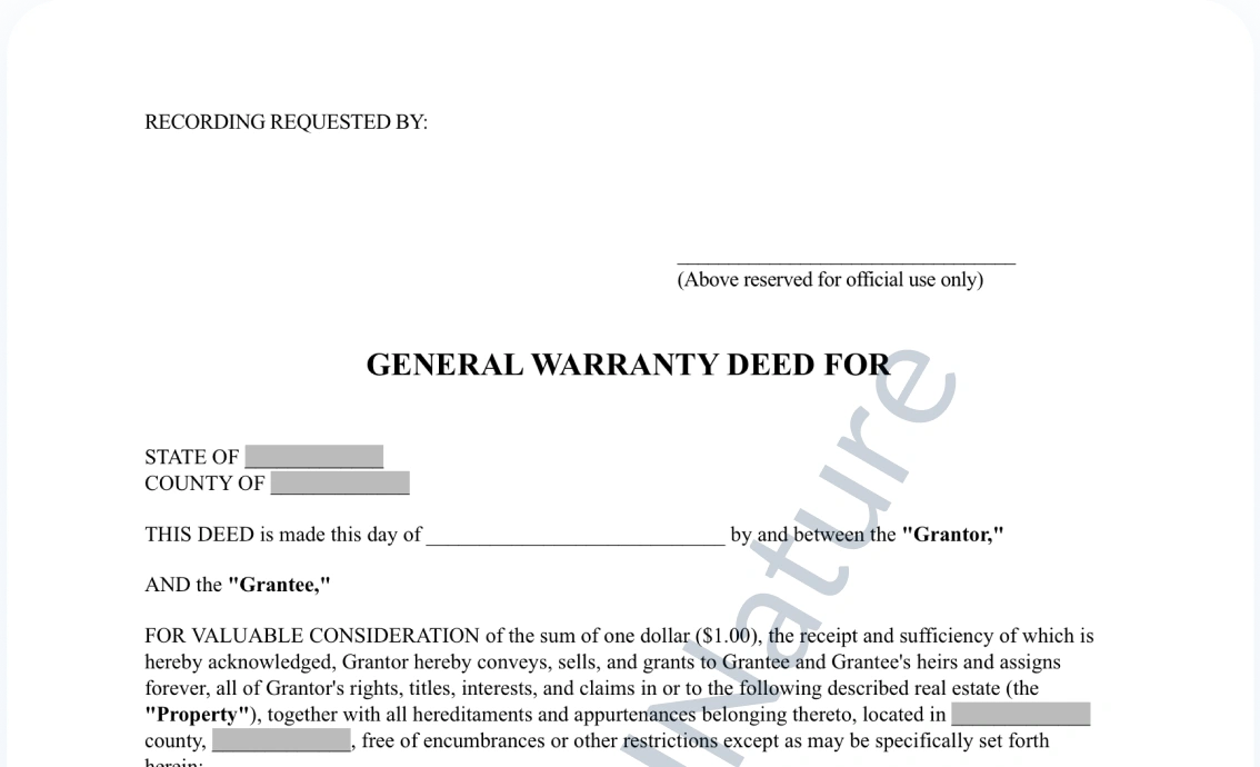 General Warranty Deed document preview