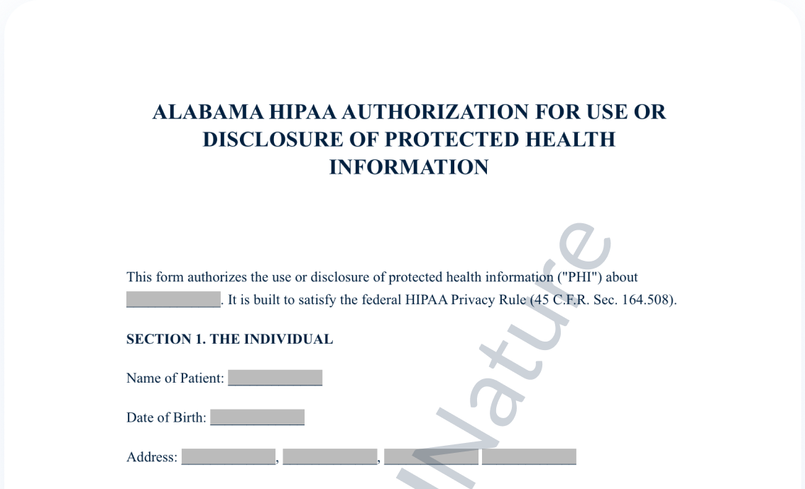 HIPAA Authorization document preview