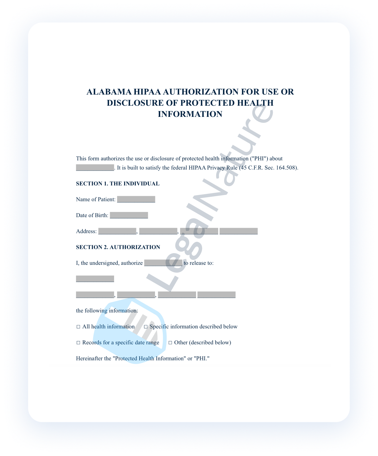 HIPAA Authorization document preview