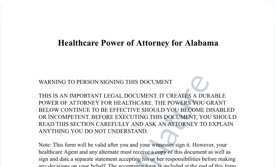 Healthcare Power of Attorney document preview