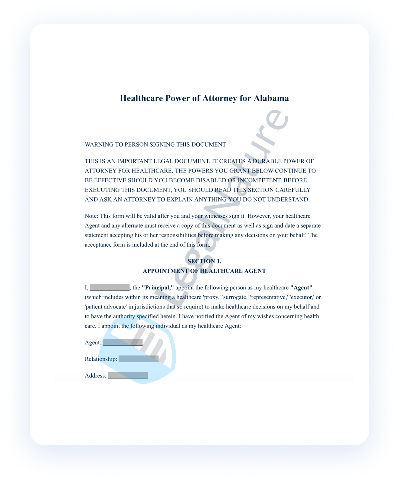 Healthcare Power of Attorney document preview