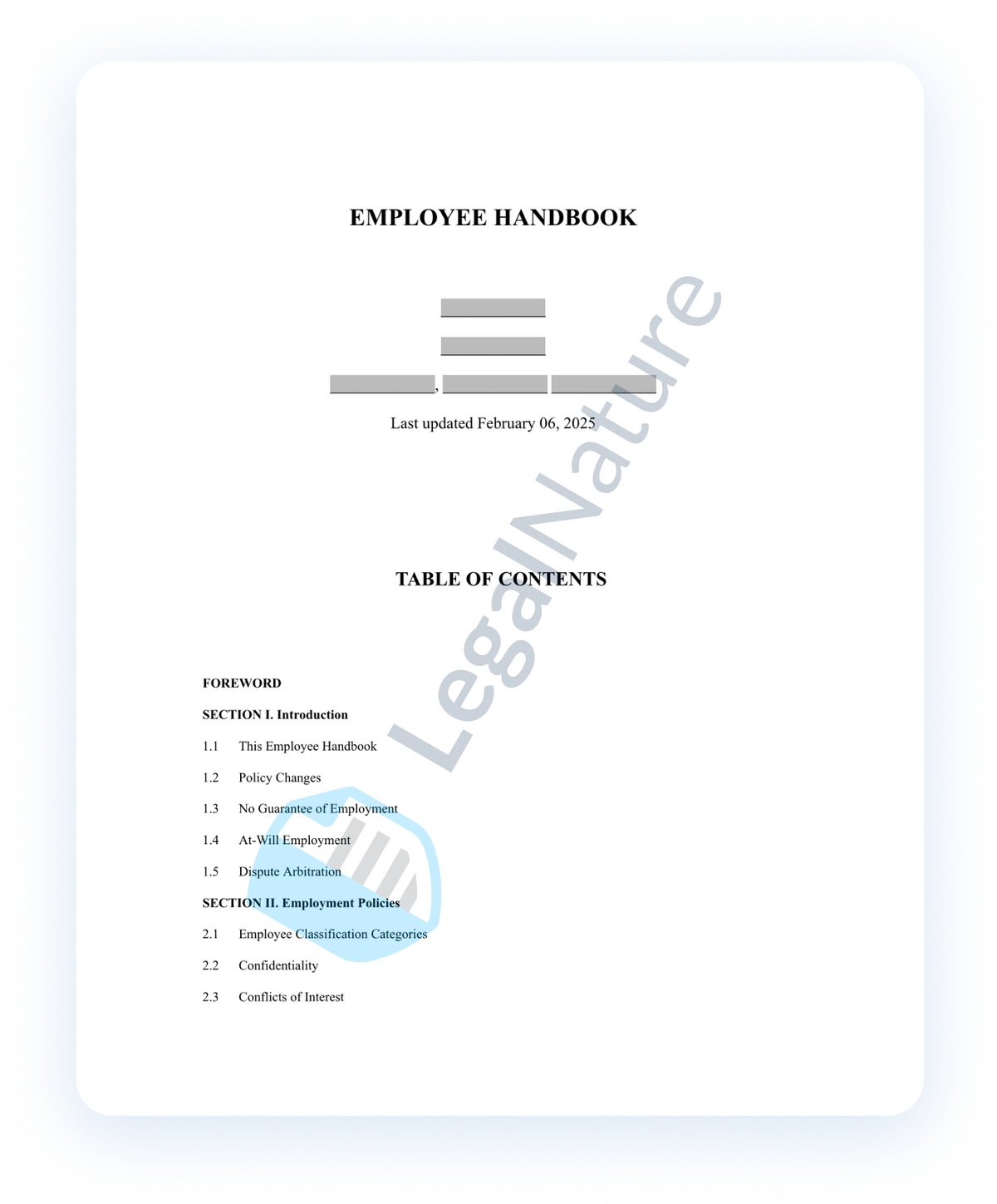 Employee Handbook document preview