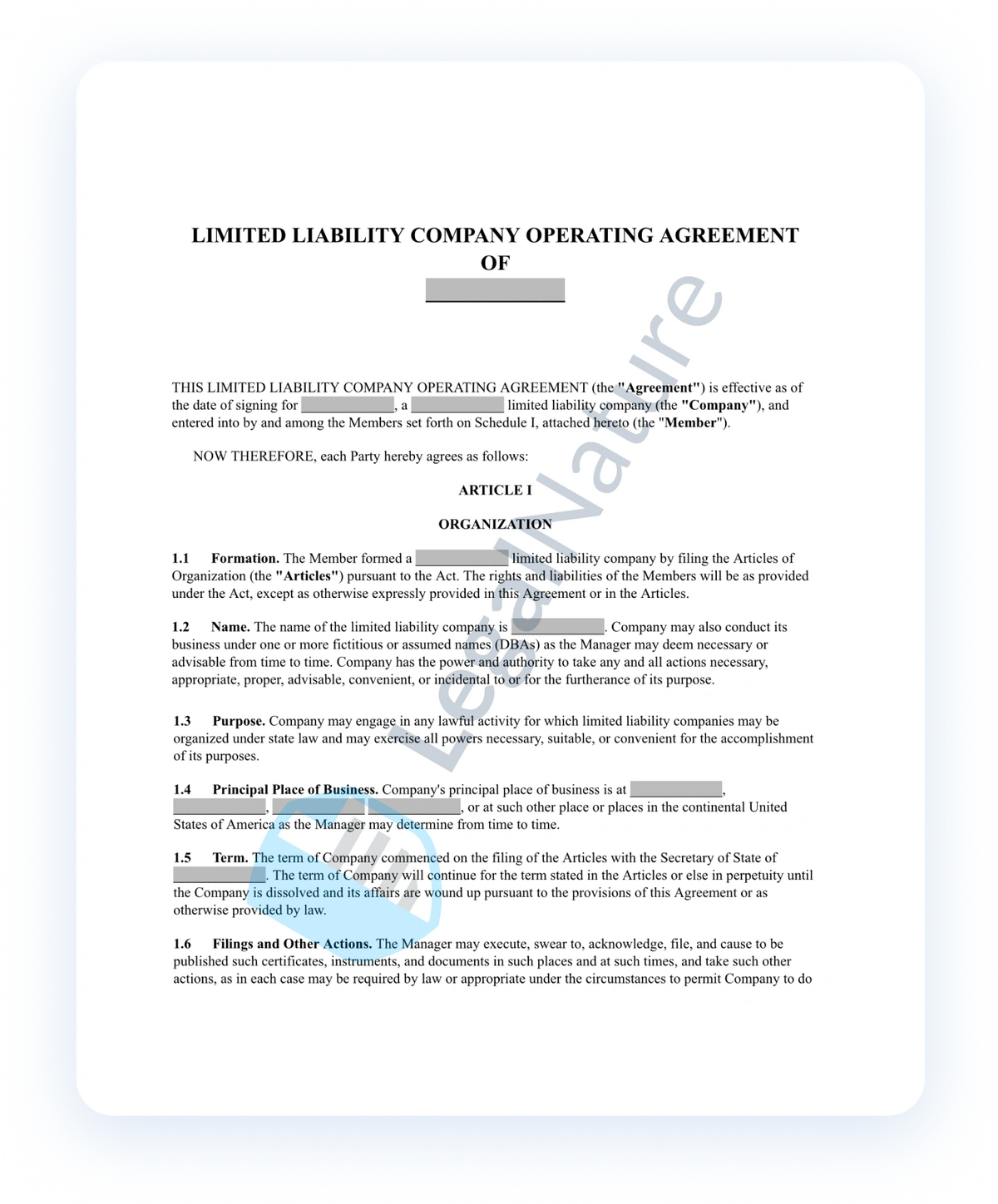 LLC Operating Agreement document preview