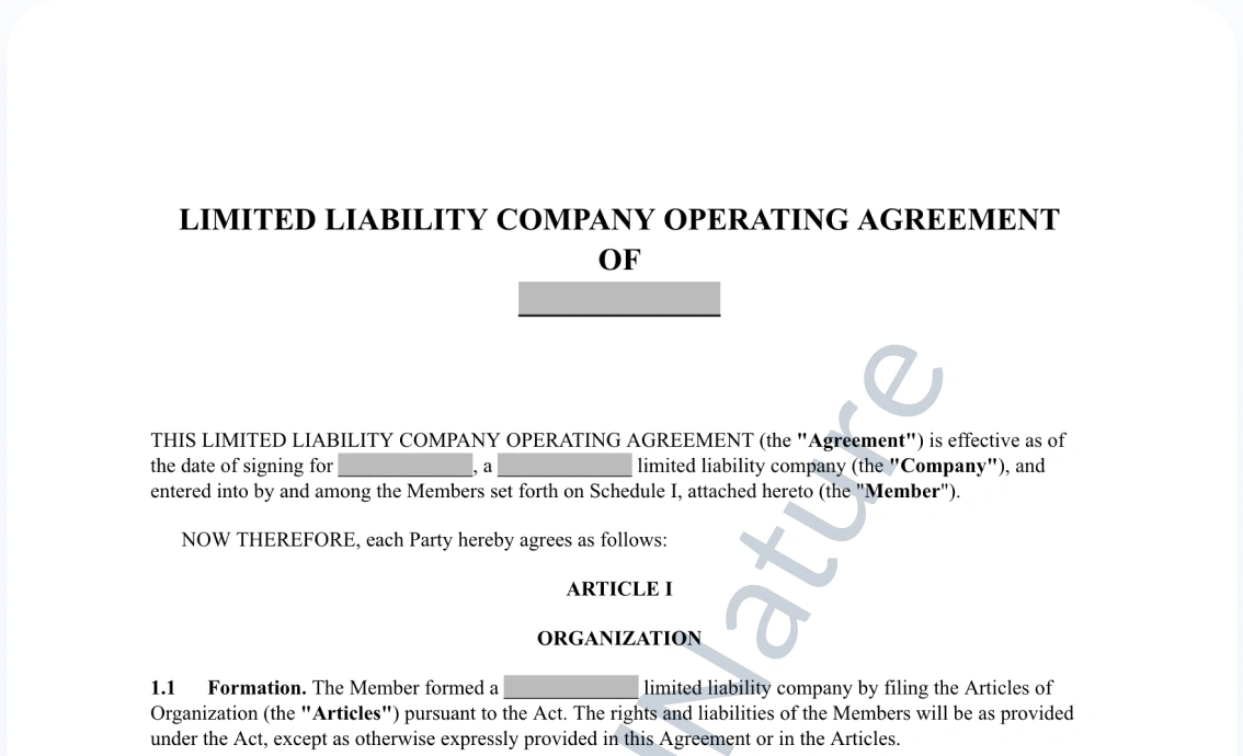 LLC Operating Agreement document preview