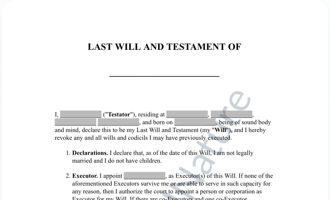 Last Will and Testament - with Trusts document preview