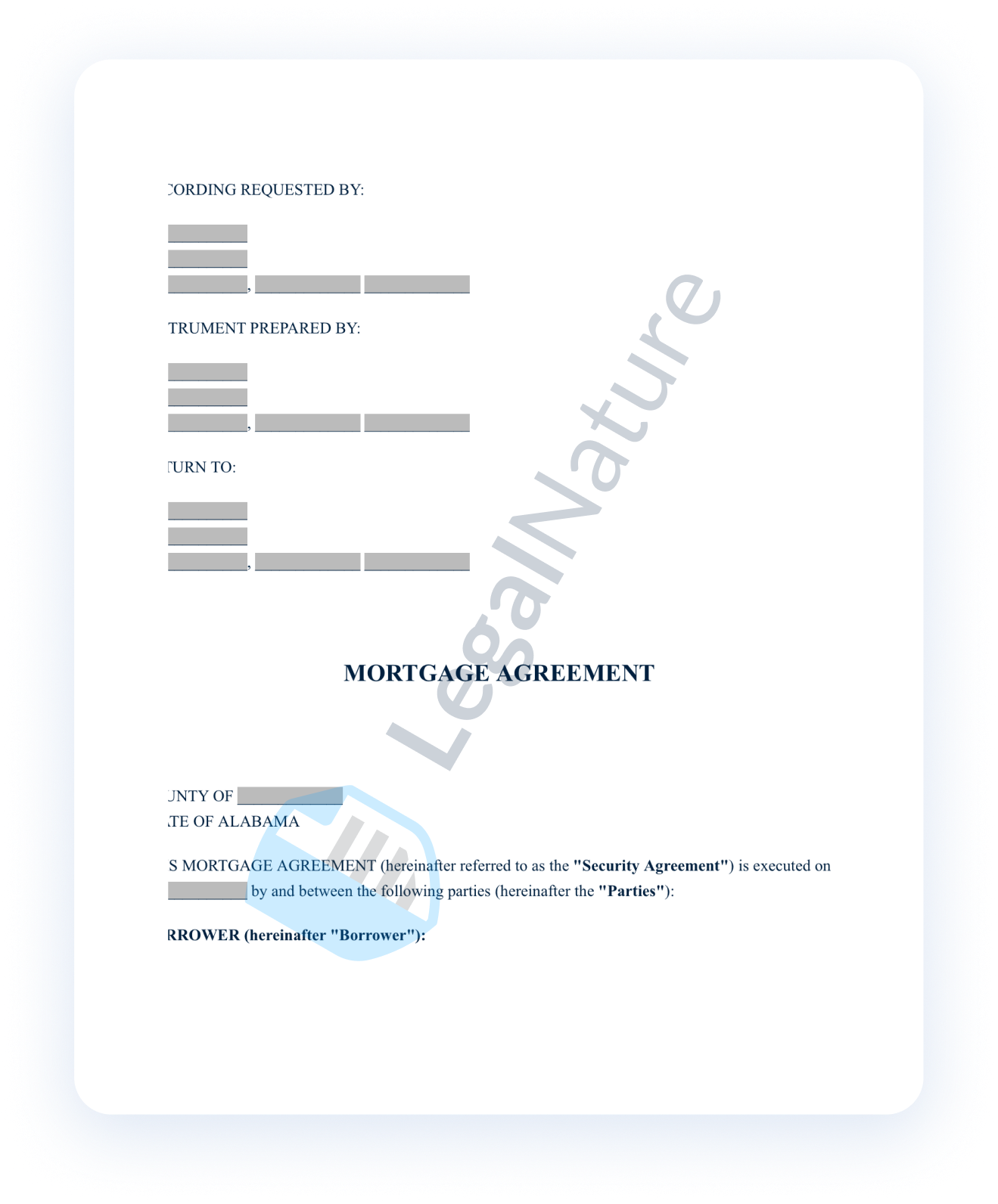 Mortgage Agreement document preview